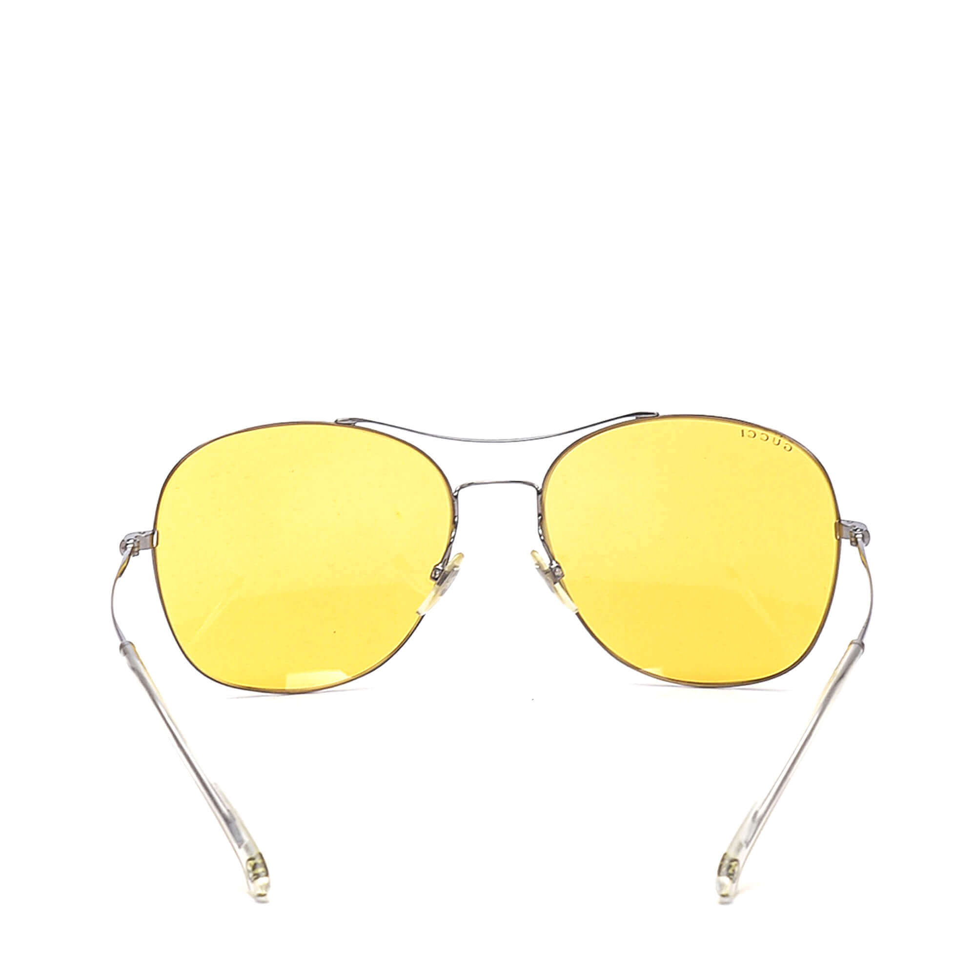 Gucci - Yellow Metal Aviator Sunglasses